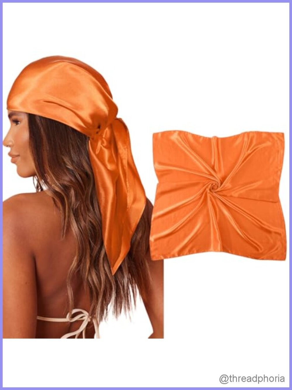 35" Square Satin Head Scarf Silk-Like Hair Wrap Bandana